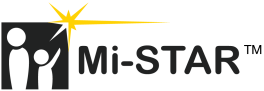 Mi-STAR logo featuring a child silhouette pointing and an adult looking on.